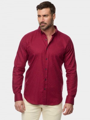 Robert Graham Amory 2 Long Sleeve Button Down Shirt Bordeaux | 75062NFDA