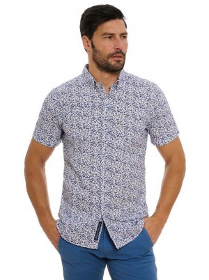 Robert Graham Bassel Short Sleeve Button Down Shirt Blue | 18026AZBK