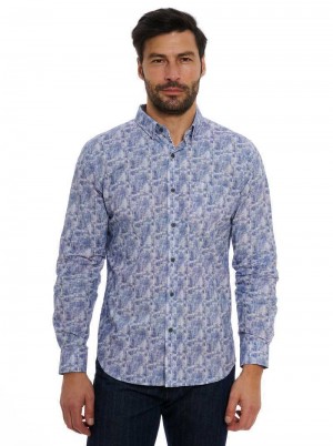 Robert Graham Chastin Long Sleeve Button Down Shirt Blue | 10347TPSM