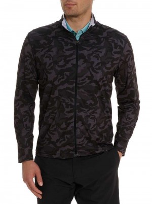 Robert Graham Faro Long Sleeve Knit Full Zip Black | 76238RKEJ