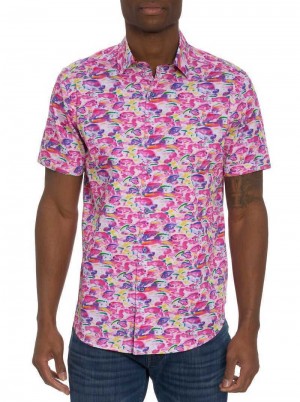 Robert Graham Fishy Business 2 Short Sleeve Button Down Shirt Pink | 54931ZRSL