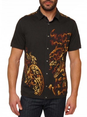 Robert Graham Hadrian Short Sleeve Knit Shirt Black | 34807ADGF