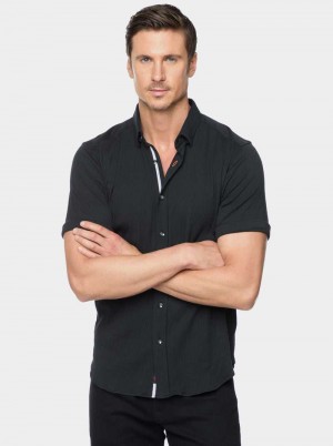 Robert Graham Hammond Short Sleeve Knit Shirt Black | 48239QPGB