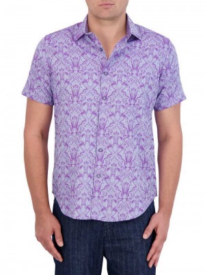 Robert Graham Highland Short Sleeve Button Down Shirt Magenta | 03849ZHGS