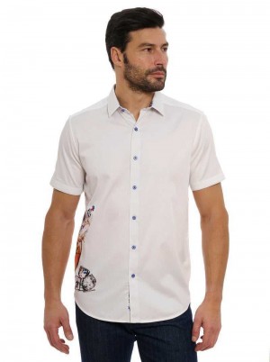 Robert Graham Ice & Dice Short Sleeve Button Down Shirt Big White | 83907UDHF