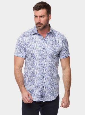 Robert Graham Kano Short Sleeve Button Down Shirt Blue | 81625EWKA