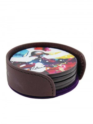 Robert Graham Leather Coasters In Valet Brown | 52103LGOW