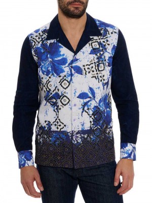 Robert Graham Limited Edition Blue Murro Long Sleeve Button Down Shirt Blue | 28675HNYI