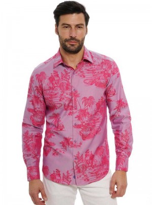 Robert Graham Limited Edition Endless Dreams Long Sleeve Button Down Shirt Big Pink | 06479EPKA