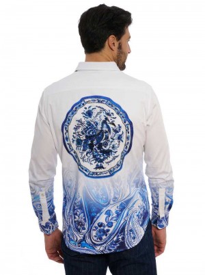 Robert Graham Limited Edition The Dorce Long Sleeve Button Down Shirt Big Blue | 76203TJRS