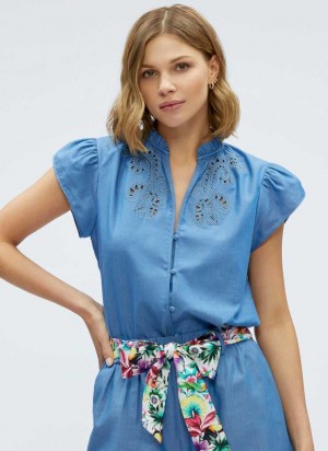 Robert Graham Mabel Blouse Indigo | 47012VEGZ