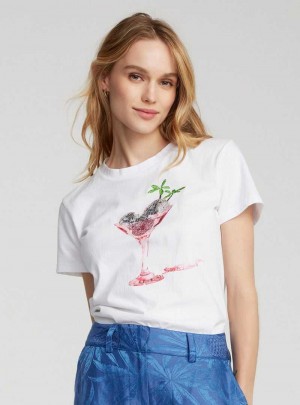 Robert Graham Martini Mix T-shirt White | 37954RYGZ