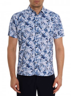 Robert Graham Occasio Short Sleeve Knit Shirt Blue | 49716KFCT