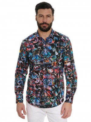 Robert Graham Paisley Bricks Long Sleeve Button Down Shirt Black | 54903HLCI