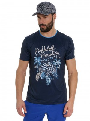 Robert Graham Pickle Sport Club T-shirt Navy | 69810PQEL