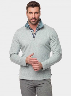 Robert Graham Remo Long Sleeve Knit 1/4 Zip Dark Teal | 61085NXYP