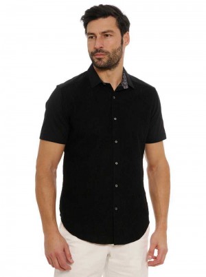 Robert Graham Sforza Short Sleeve Button Down Shirt Black | 36157IJYF