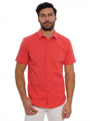 Robert Graham Shark Bite 2 Short Sleeve Button Down Shirt Coral | 52714LFTI