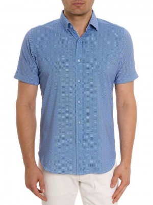 Robert Graham Shuler Motion Short Sleeve Knit Shirt Blue | 91375EWJD