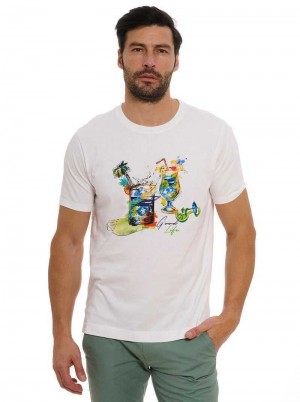 Robert Graham Sips And Spades T-shirt White | 50284CJLR