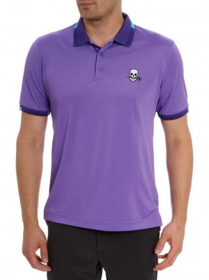 Robert Graham Skull Rose Polo Purple | 03672RTDY