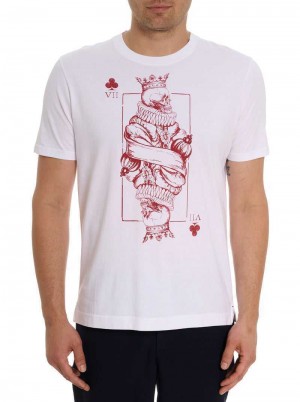 Robert Graham The Skull King T-shirt White | 50281PAVE