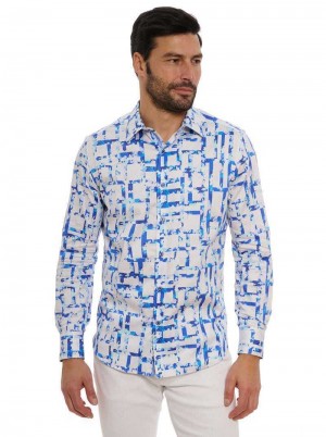 Robert Graham Triton Long Sleeve Button Down Shirt Big Blue | 49352XKGU