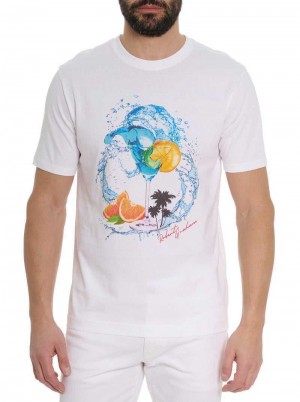 Robert Graham Wavy Ride T-shirt White | 53741JMQZ