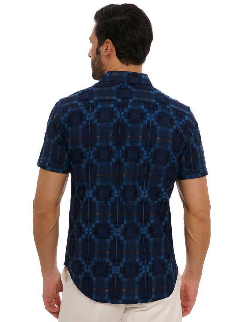 Robert Graham Aizome Short Sleeve Button Down Shirt Indigo | 03894KBJV