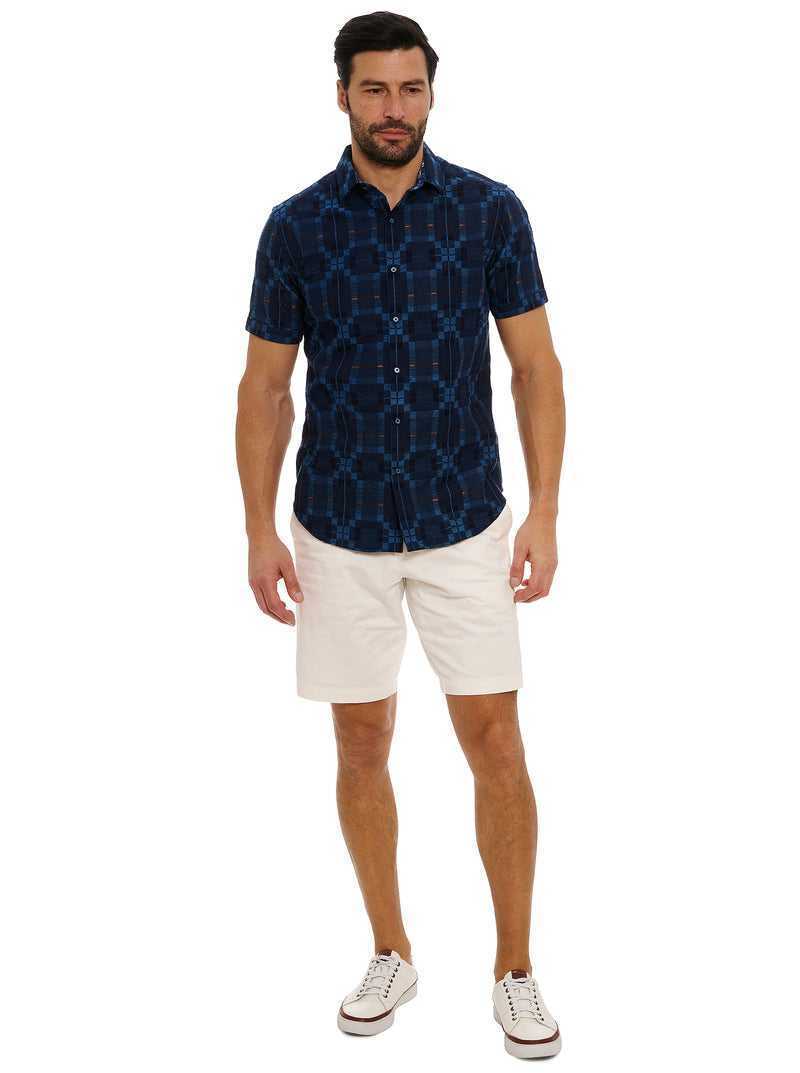 Robert Graham Aizome Short Sleeve Button Down Shirt Indigo | 03894KBJV