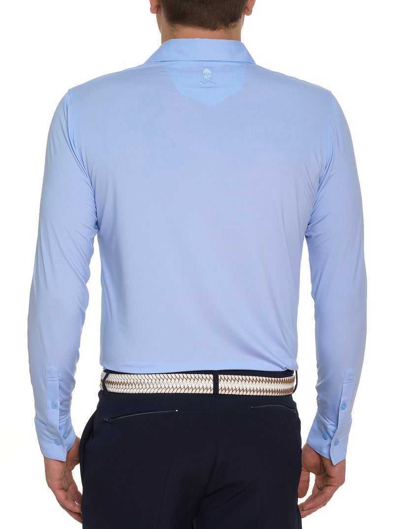 Robert Graham Alastor Long Sleeve Performance Polo Light Blue | 12637KGTR