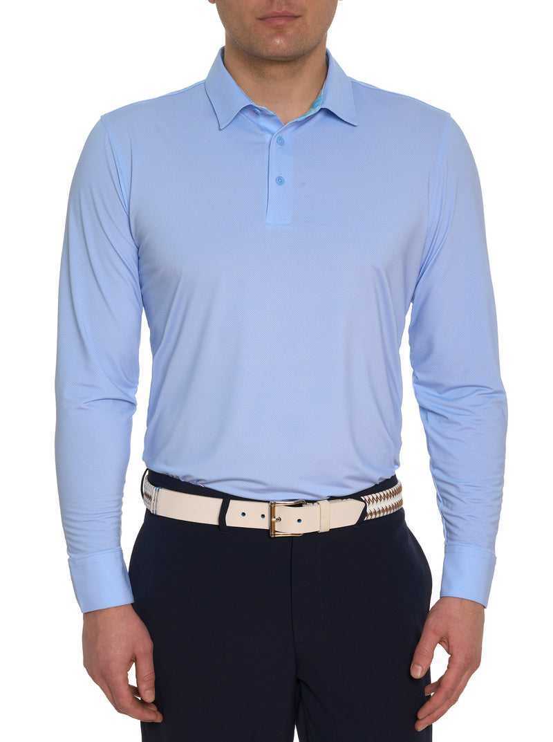 Robert Graham Alastor Long Sleeve Performance Polo Light Blue | 12637KGTR