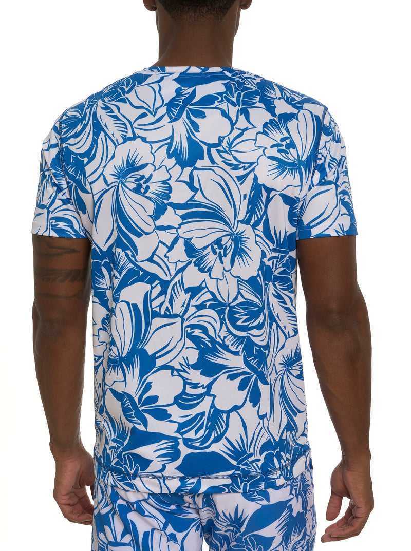 Robert Graham Beach Hibiscus Performance Graphic T-shirt Blue | 79042QLOX