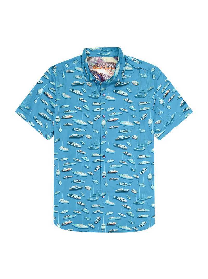 Robert Graham Boat Marina Short Sleeve Knit Shirt Teal | 13720COVQ