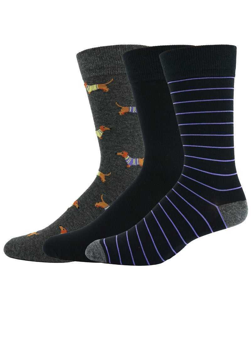 Robert Graham Dachshund 3 Pack Socks Multi | 41306GDSC