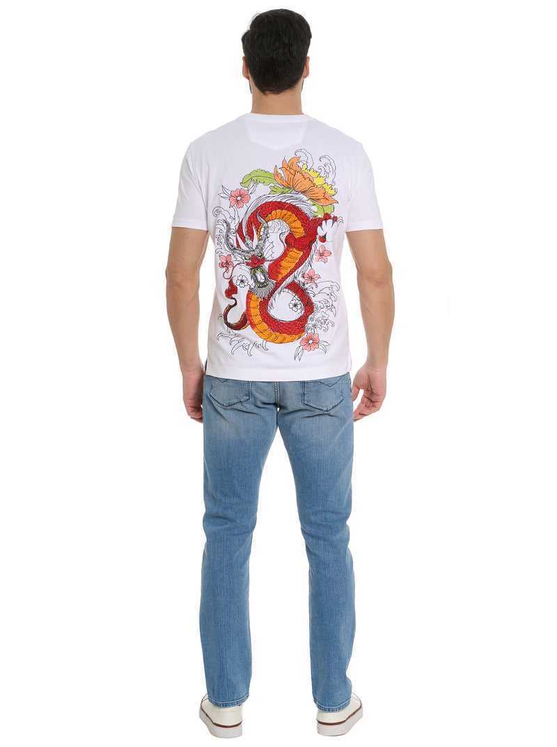 Robert Graham Dragon Roar T-shirt White | 20953HFUR