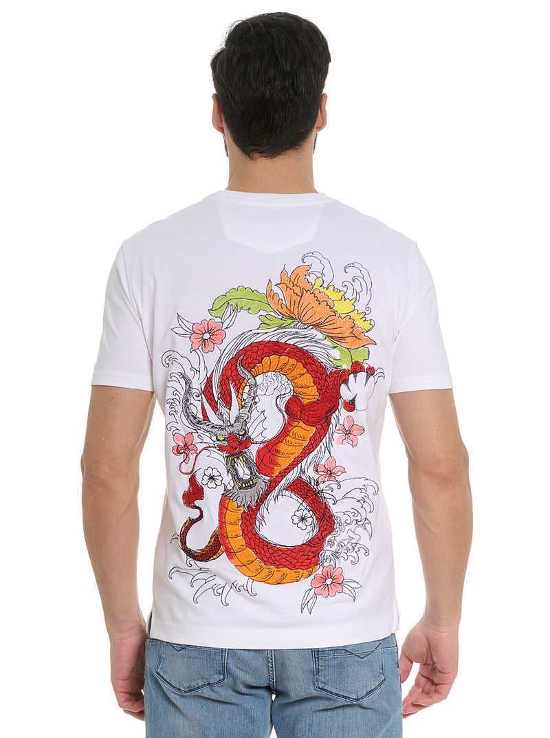 Robert Graham Dragon Roar T-shirt White | 20953HFUR