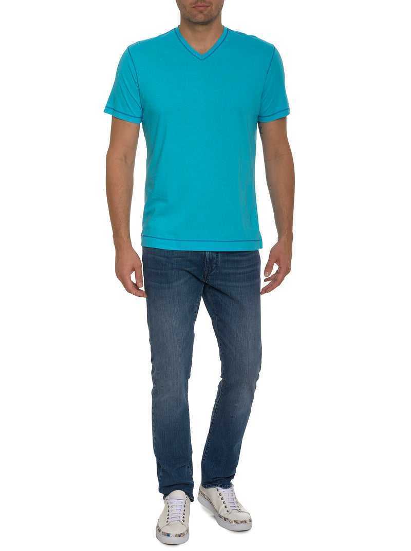 Robert Graham Eastwood T-shirt Aqua | 82950JWNI