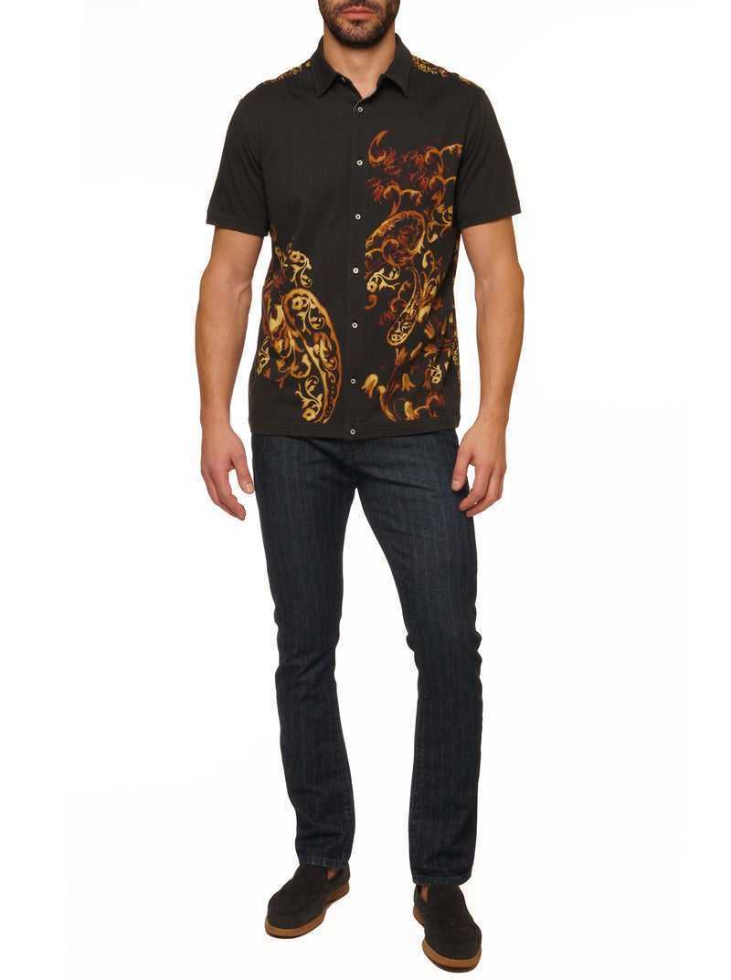 Robert Graham Hadrian Short Sleeve Knit Shirt Black | 84097LXFO