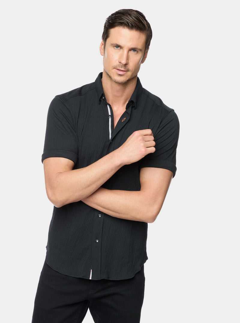 Robert Graham Hammond Short Sleeve Knit Shirt Black | 48239QPGB