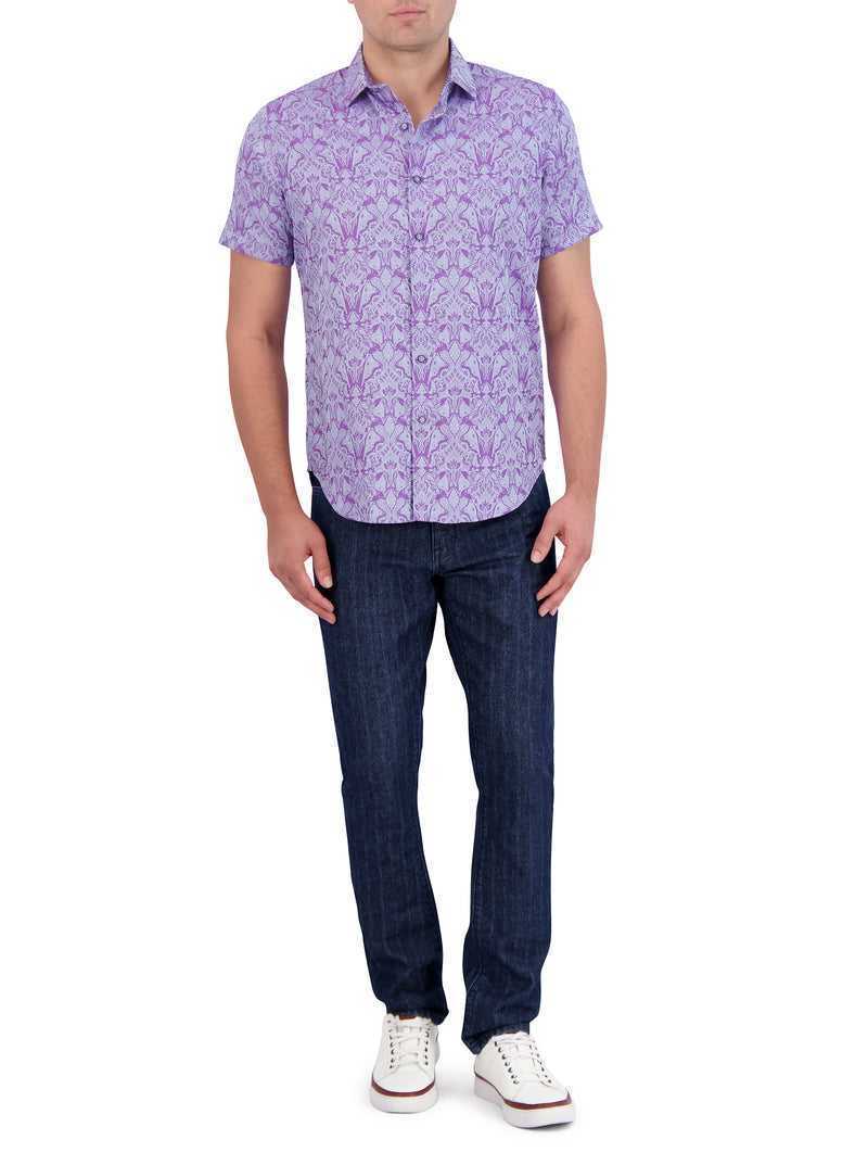 Robert Graham Highland Short Sleeve Button Down Shirt Magenta | 03849ZHGS