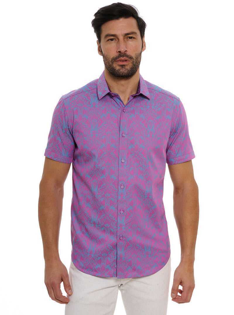 Robert Graham Highland Short Sleeve Button Down Shirt Magenta | 03849ZHGS