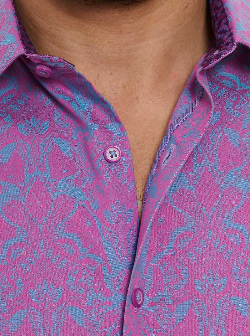 Robert Graham Highland Short Sleeve Button Down Shirt Magenta | 03849ZHGS