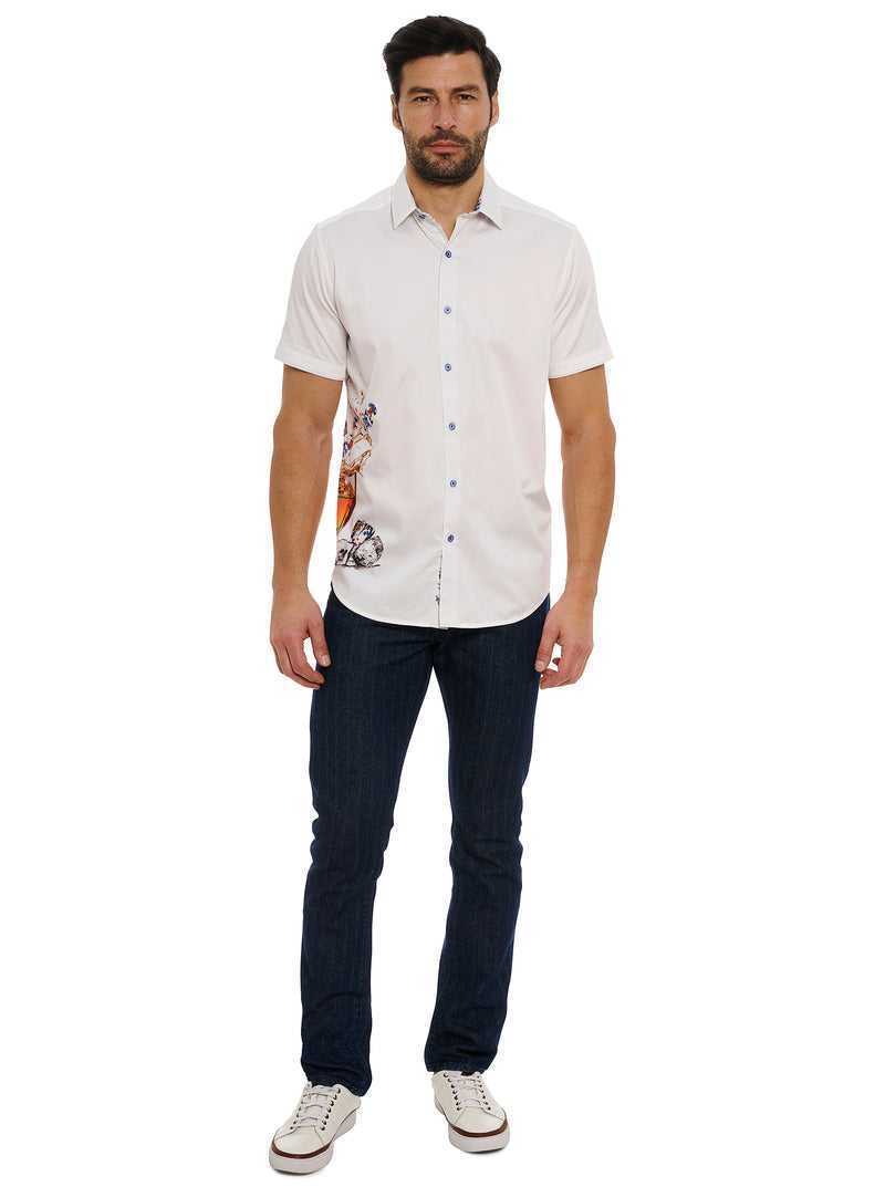 Robert Graham Ice & Dice Short Sleeve Button Down Shirt Tall White | 20194OJHE