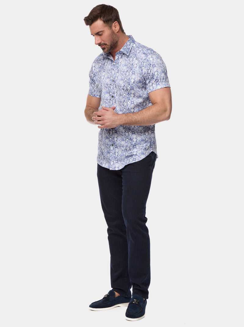 Robert Graham Kano Short Sleeve Button Down Shirt Blue | 81625EWKA