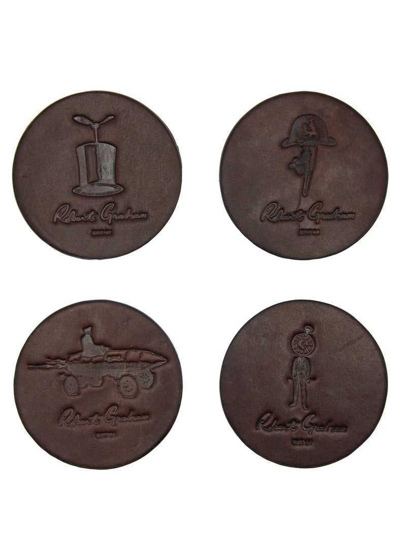 Robert Graham Leather Coasters In Valet Brown | 46309QCFH