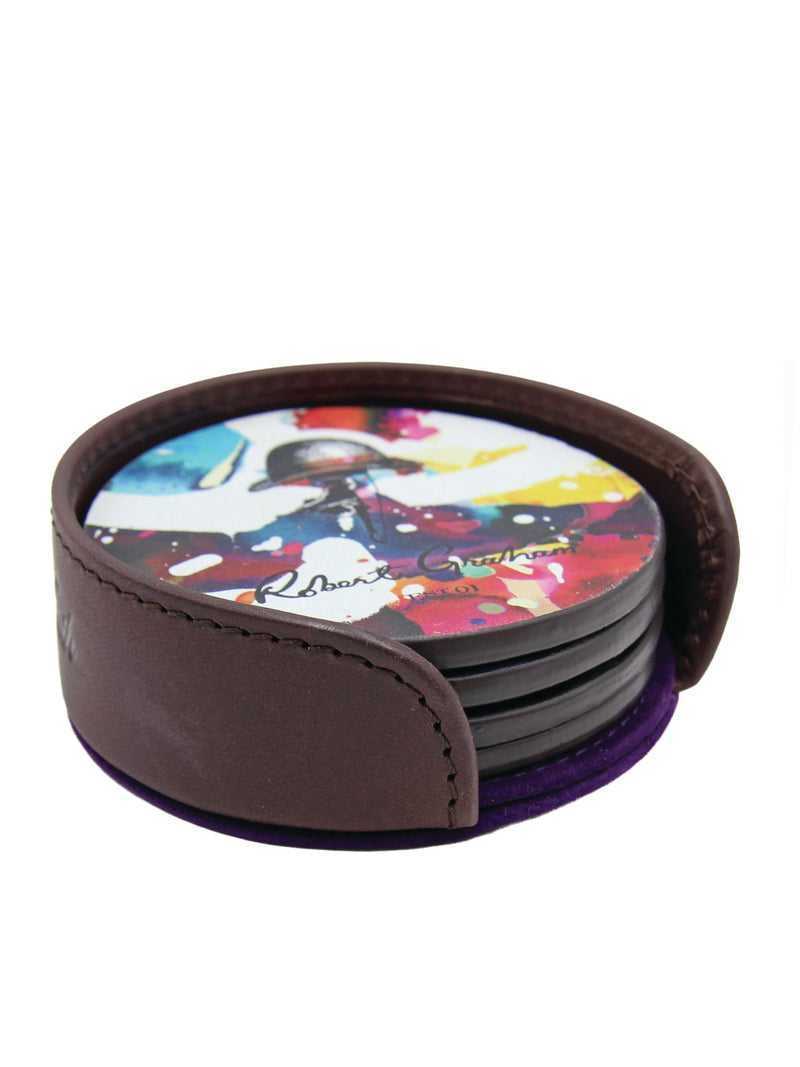 Robert Graham Leather Coasters In Valet Brown | 46309QCFH