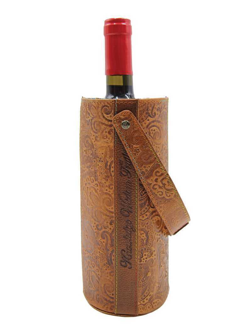 Robert Graham Leather Wine Bottle Carrier Tan | 95260AVIN