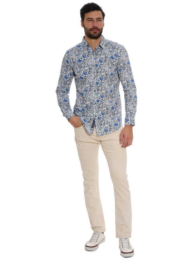 Robert Graham Leif Long Sleeve Knit Shirt Blue | 57614JDCQ