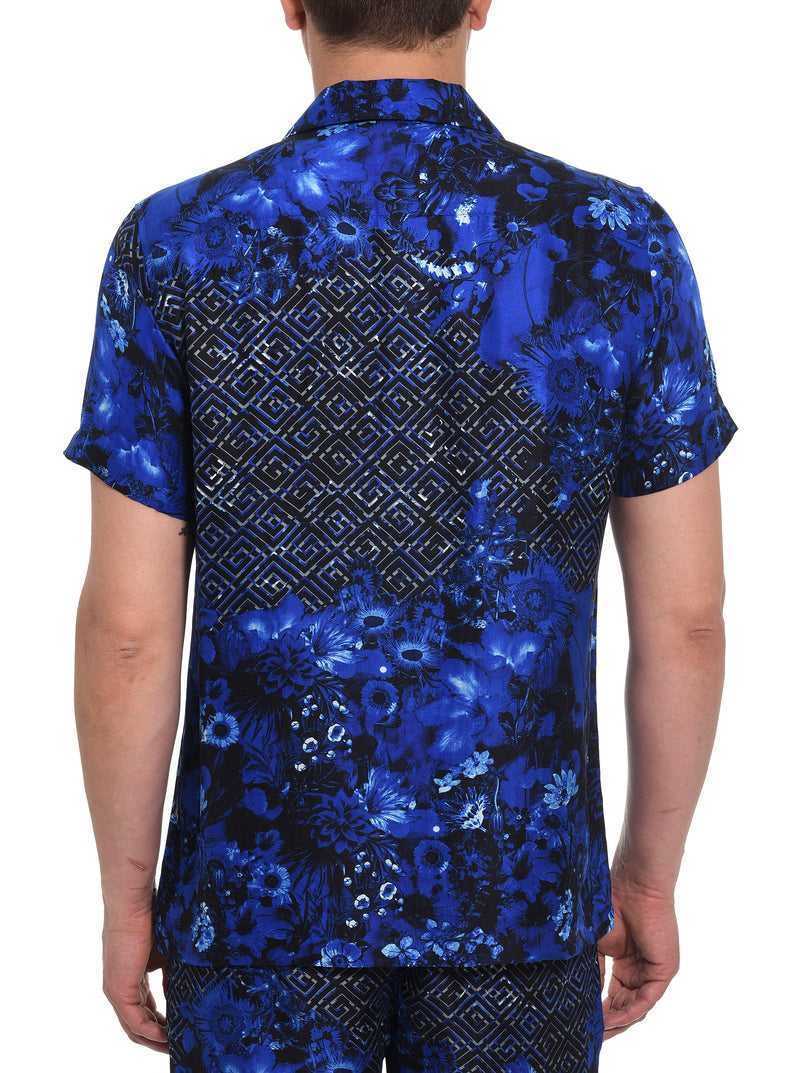 Robert Graham Limited Edition Blue Universe Short Sleeve Button Down Shirt Multi | 75316XIDG